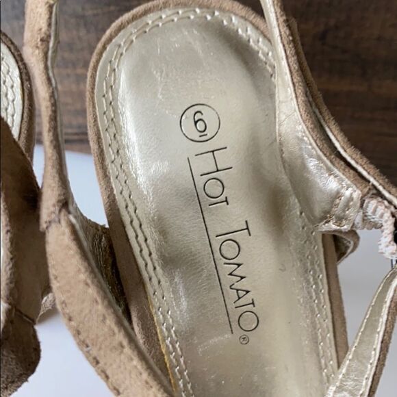 💙Hot Tomato‎ Rylie Suede Look Platform Heel Beige 6 - Picture 9 of 12